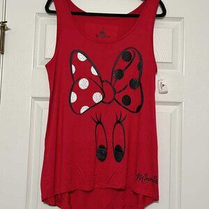 NWT Authentic Disney Parks Red Sleeveless Minnie Top LARGE 96% Viscose/4% Elasta